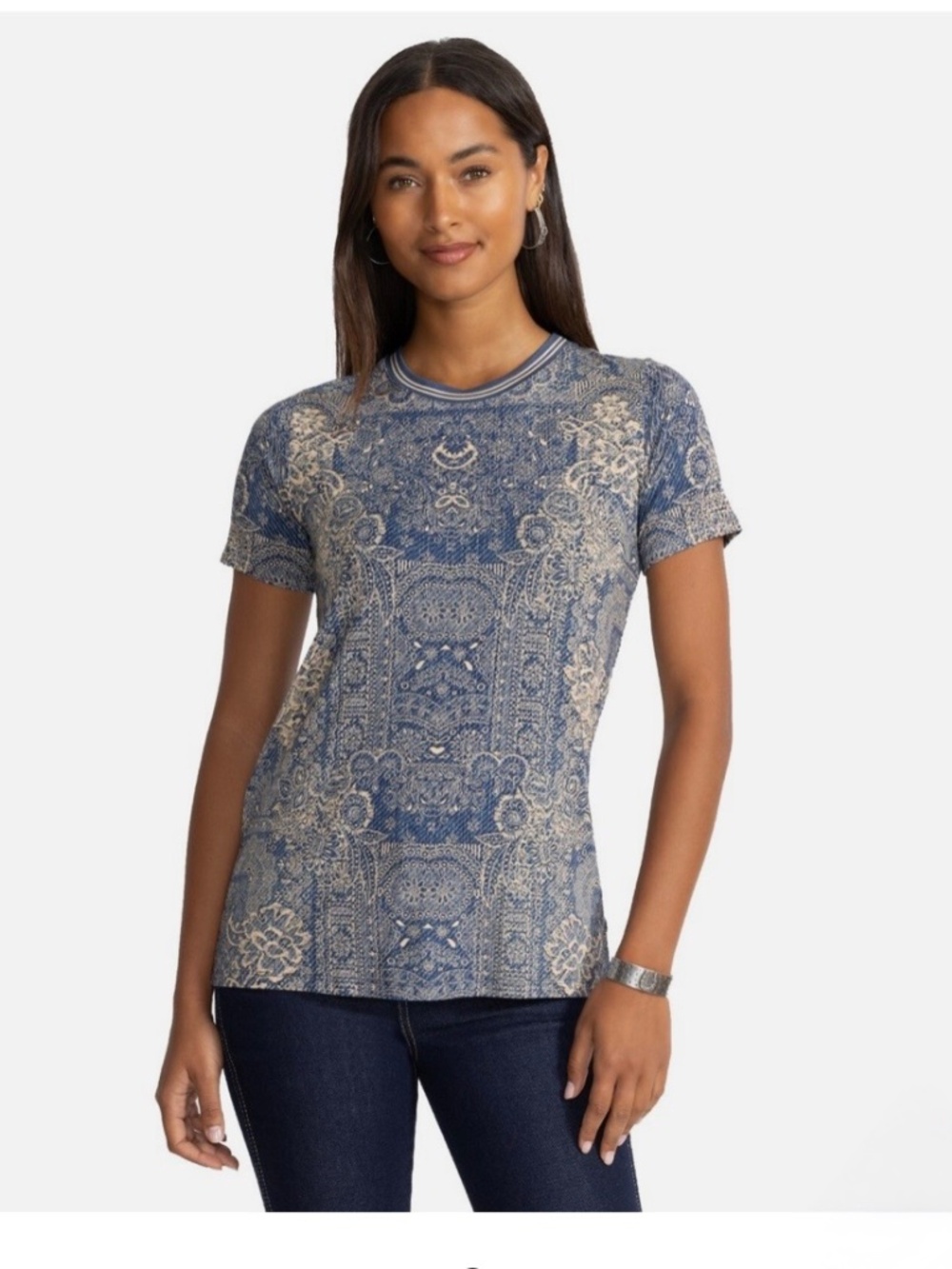 NWT Johnny Was Janie Favorite Denim Blue Crew Tee Sz XS